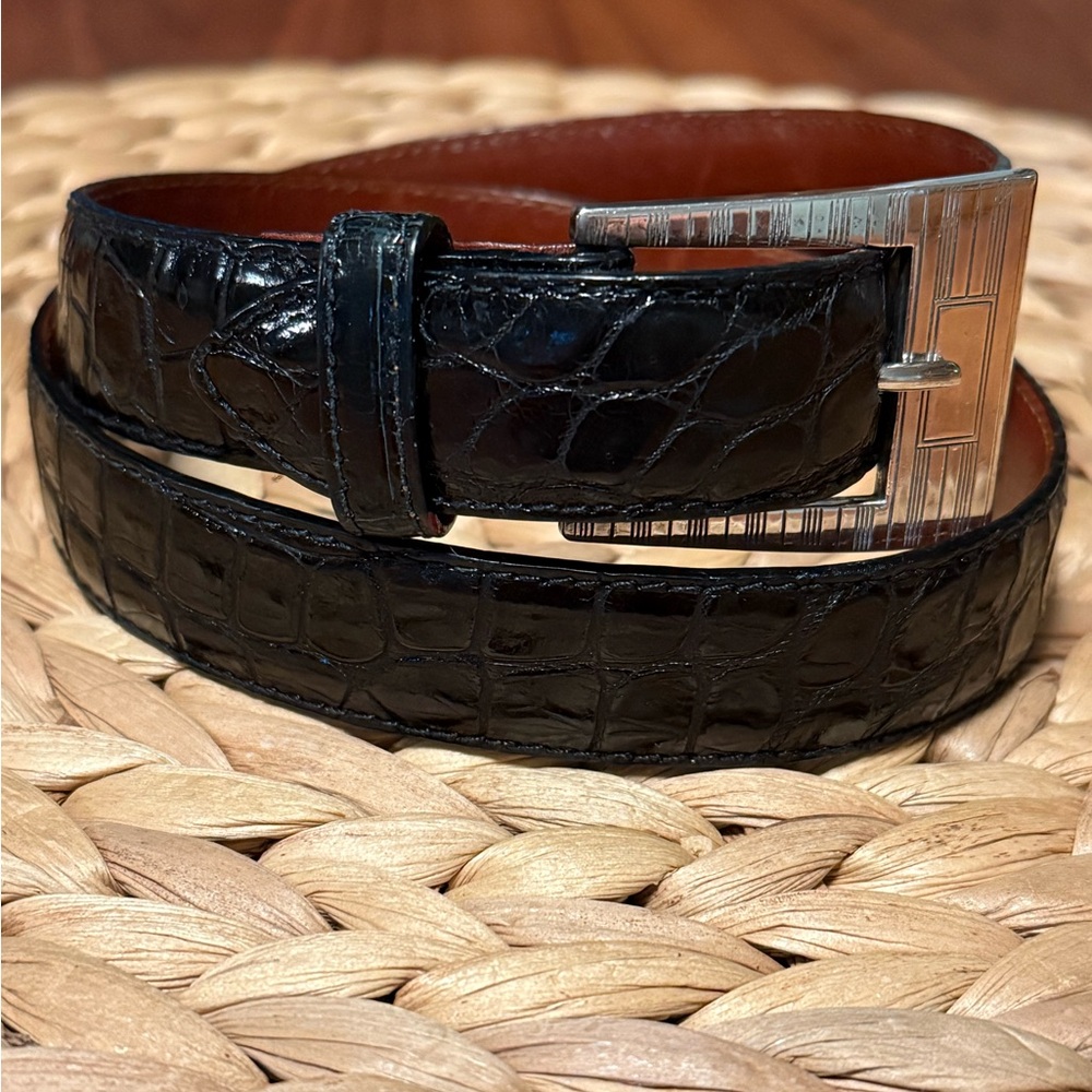 Ralph Lauren Genuine Crocodile Belt with Sterling Silver Buckle Belt Sz26